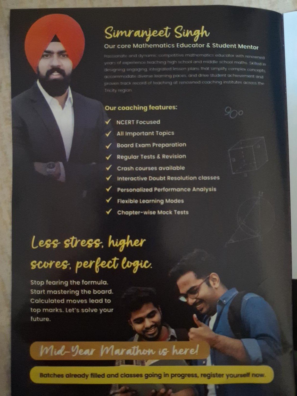 Simranjeet Singh, mathematics educator and student mentor